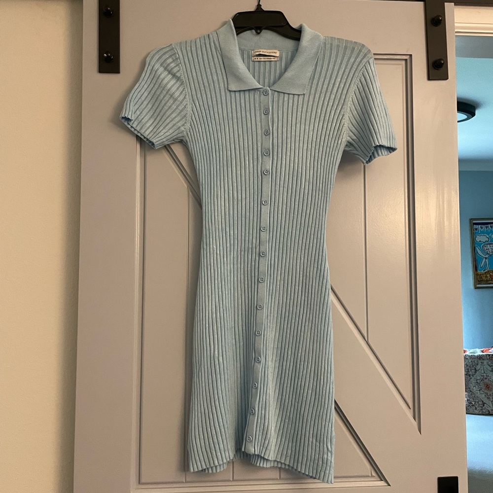 Urban Outfitters Light Blue Ribbed Knit Dress